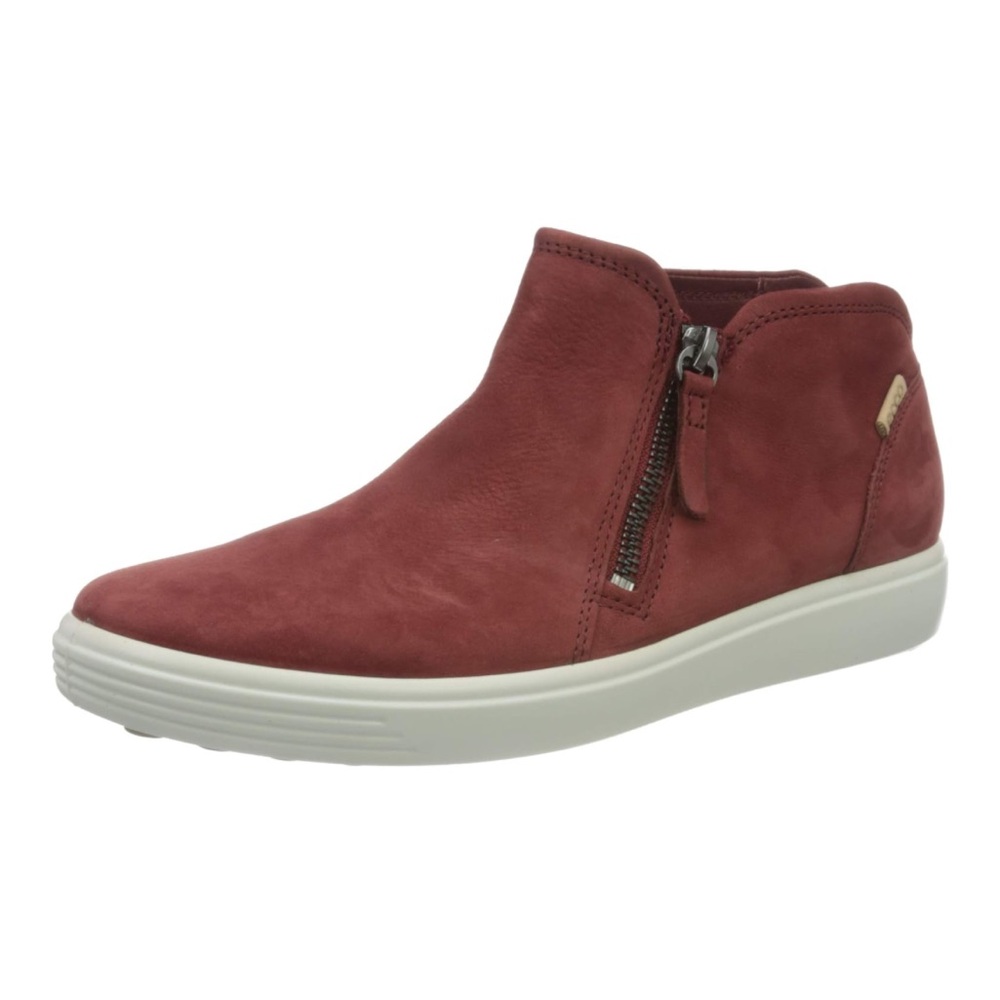 ECCO Women's Soft 7 Side Zip Bootie Sneaker Size 39 I 8-8.5 I Nubuck Leather